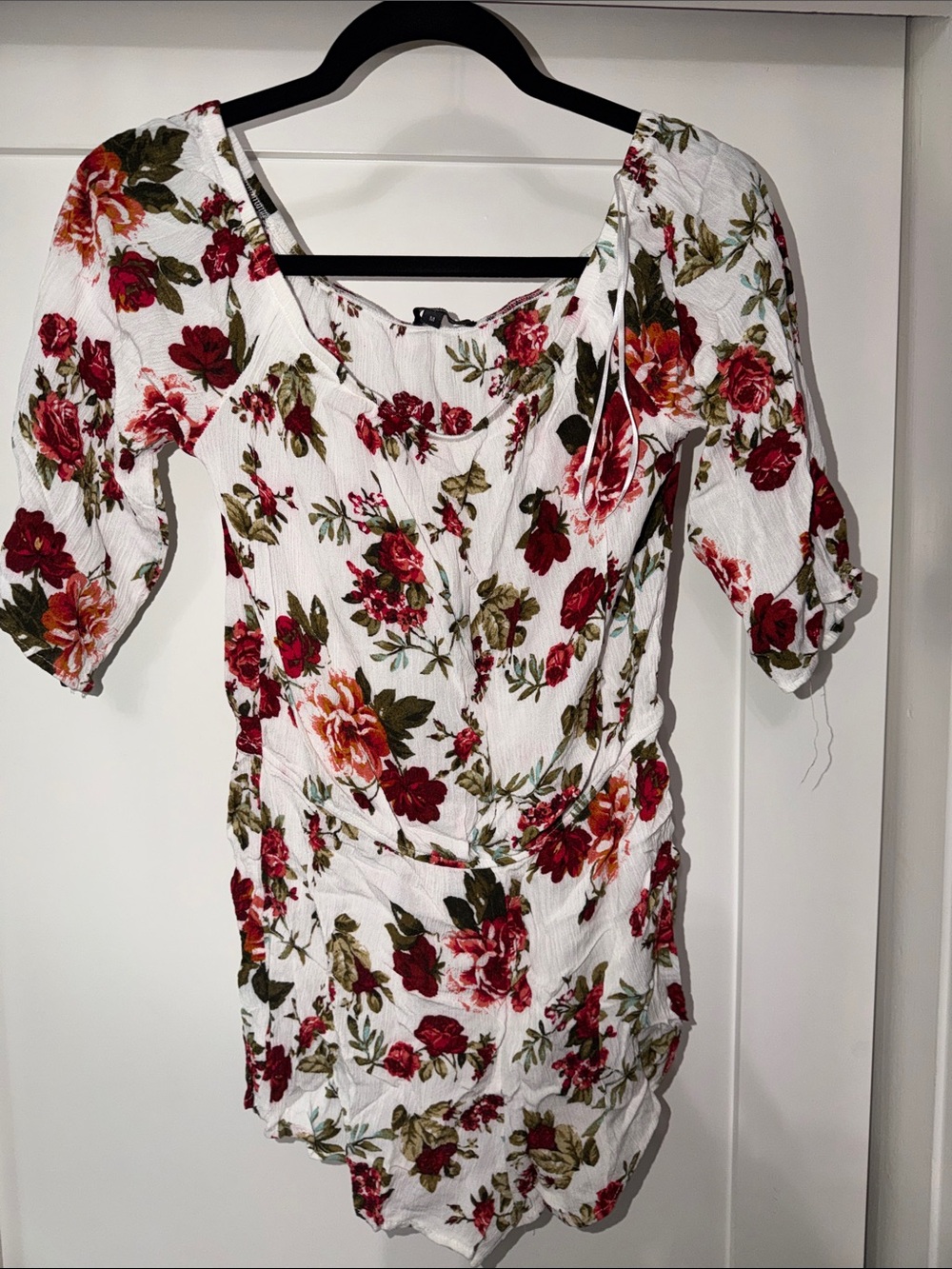 White Floral off shoulder shorts Women's romper